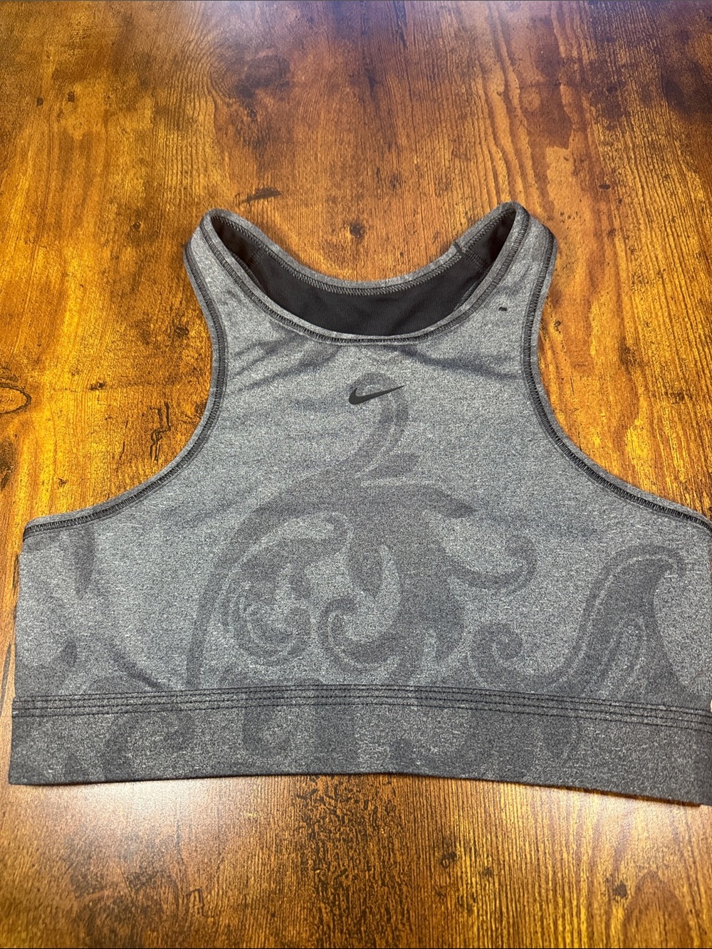 Nike Dri-FIT Gray Black Racerback Sports Bra Size Small Medium Support